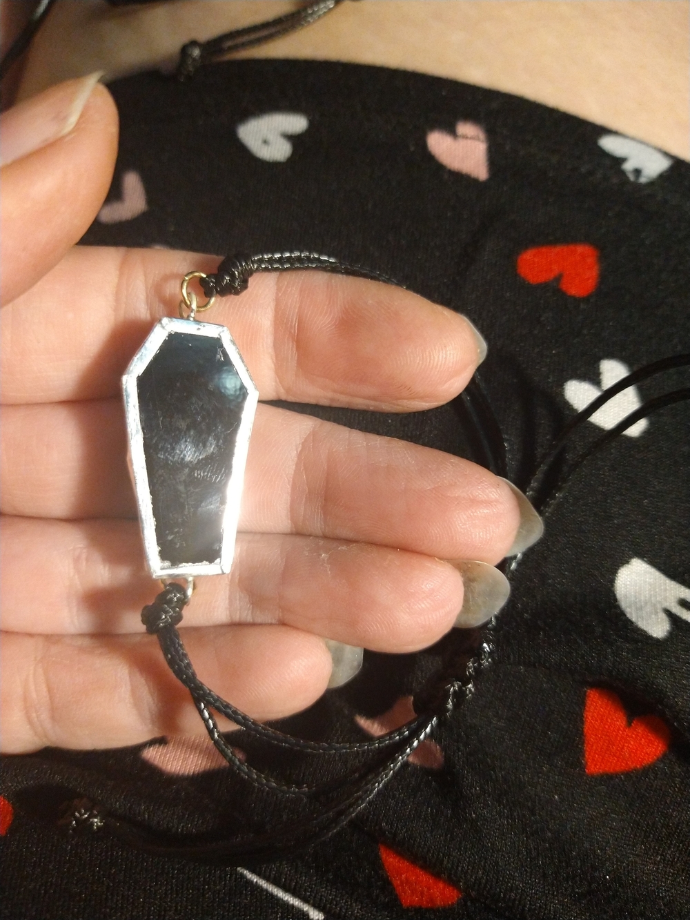 Black Stained Glass Coffin Bracelet